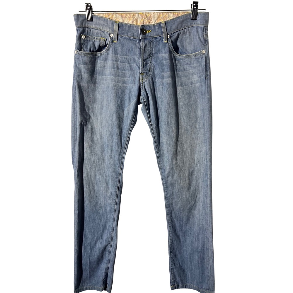 Rich & Skinny Straight Leg Jeans 27 Y2K Aesthetic Light Wash Blue